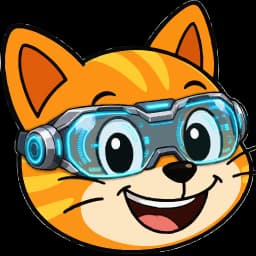 MIEO Bot, an orange cat in tech goggles