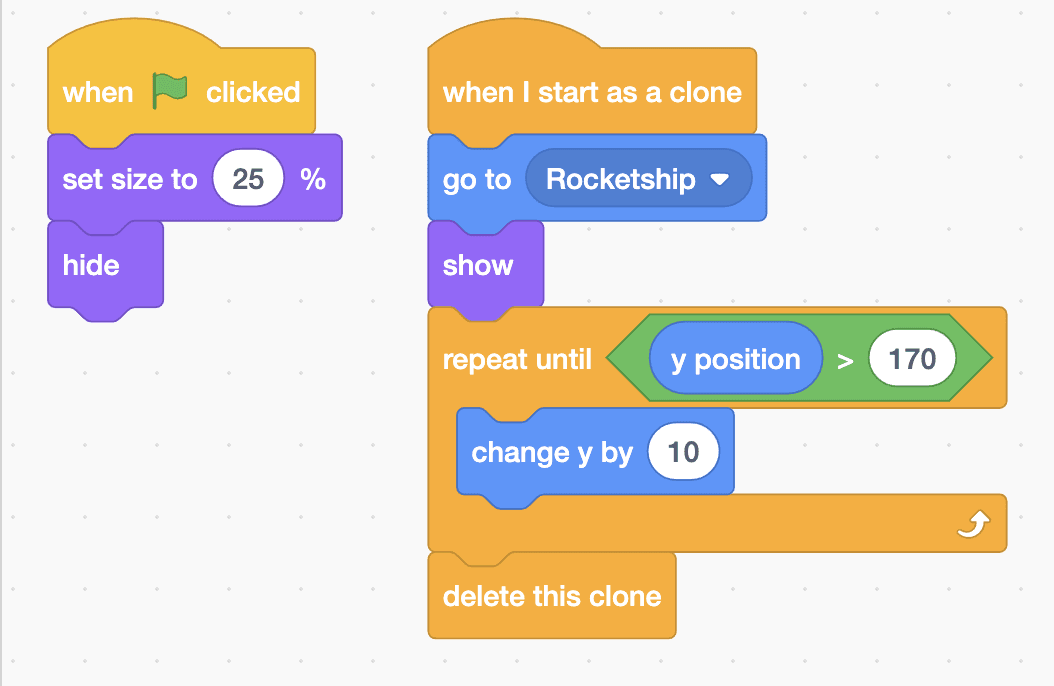 The Robolab blocks for the Lightning sprite, as listed below