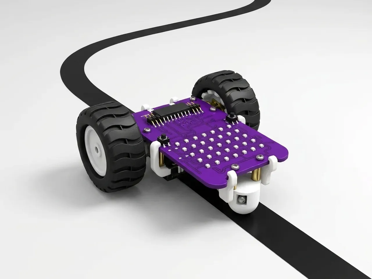 Two-wheel MIEO driving along a curving line of black tape