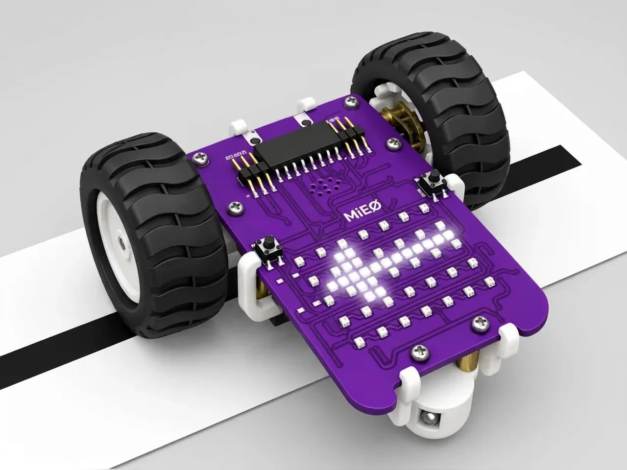 MIEO on the line follower chart, its display showing which sensor sees the black line