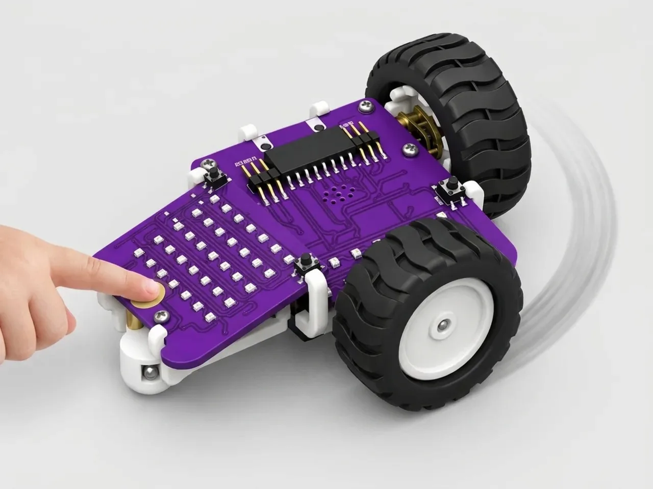 Two-wheel MIEO turning left as a finger touches its left touch pad
